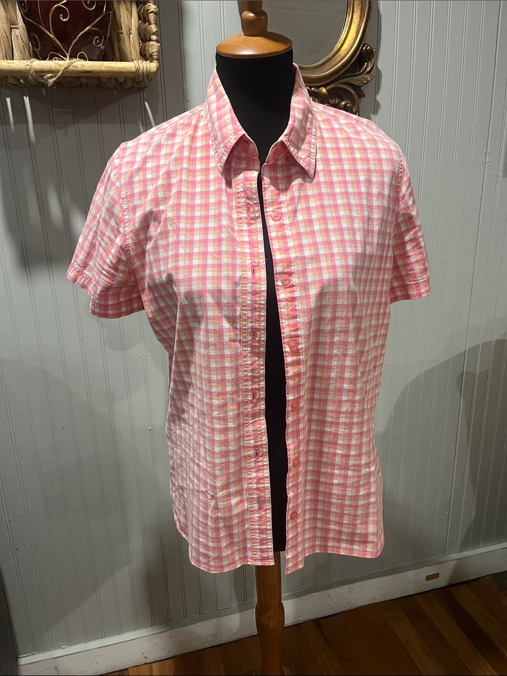 Sag Harbor Pink Plaid Short-Sleeve Button-Down Shirt